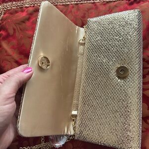 Badgley Mischka Gold Textured Clutch